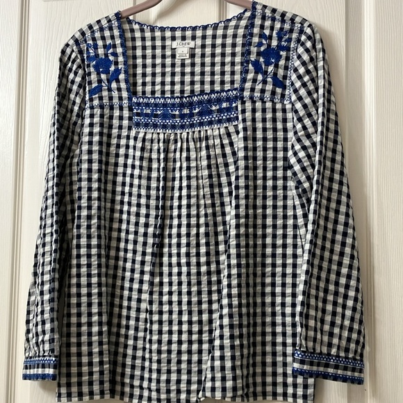 Two Gingham Embroidered Jcrew Tops - Picture 7 of 16